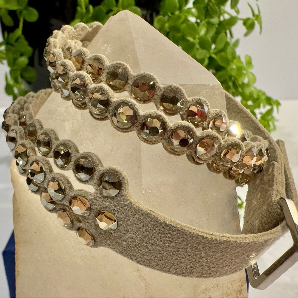 Swarovski Tan Power Slake Collection Double Wrap Crystal Bracelet NWOT - Picture 3 of 16